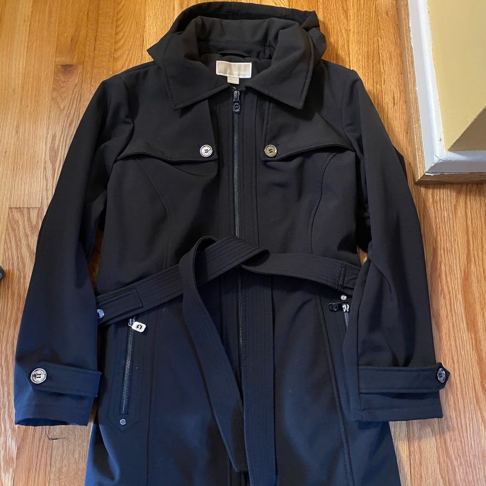 Micheal Kors Black Lined Trench Coat